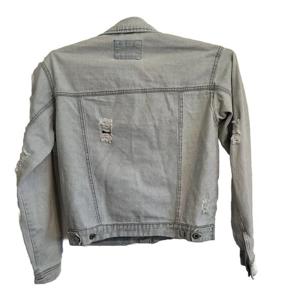 Forever 21 Los Angeles Women's Size Small Button Distressed Denim Jacket - Picture 2 of 10